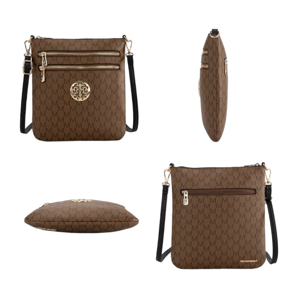Montana West Designer Monogram Vegan Leather Crossbody Shoulder Bag SALE 20% OFF - Picture 6 of 7